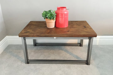 wood and steel coffee table
